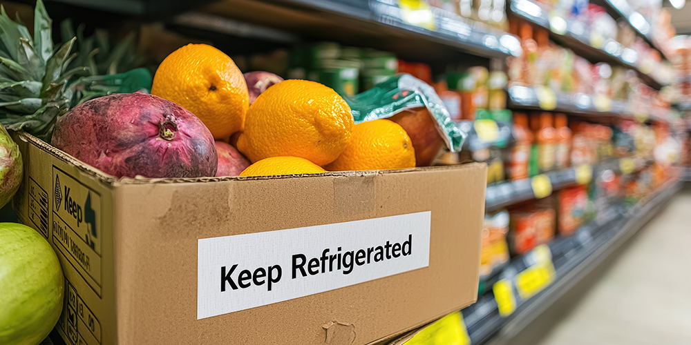 Cold Storage Labels On a Refrigerated Box